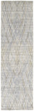 8' Blue and Gray Abstract Hand Woven Runner Rug