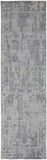 10' Gray and Ivory Abstract Hand Woven Runner Rug