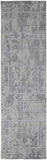 8' Gray and Ivory Abstract Hand Woven Runner Rug