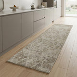 8' Gray And Taupe Abstract Hand Woven Runner Rug