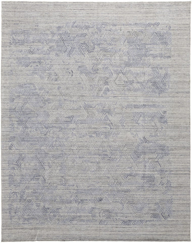 4' X 6' Blue and Gray Abstract Hand Woven Distressed Area Rug