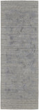 8' Gray and Blue Abstract Hand Woven Runner Rug