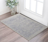 2' X 3' Blue and Gray Abstract Hand Woven Area Rug