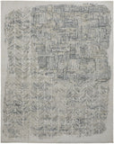 4' X 6' Blue and Ivory Abstract Hand Woven Distressed Area Rug