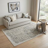 5' X 8' Green Blue And Ivory Abstract Hand Woven Area Rug