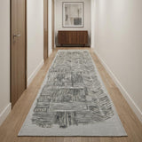 10' Blue and Ivory Abstract Hand Woven Runner Rug