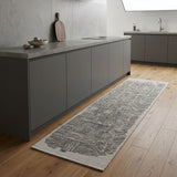 8' Blue and Ivory Abstract Hand Woven Runner Rug