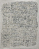 8' X 10' Teal Blue Navy Blue And Ivory Ikat Washable Indoor Outdoor Area Rug