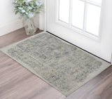 2' X 3' Green Blue And Ivory Abstract Hand Woven Area Rug