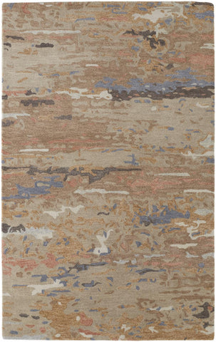 2' X 3' Ivory Orange And Gray Abstract Area Rug