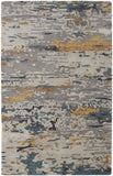4' X 6' Gray Yellow And Blue Wool Abstract Tufted Handmade Stain Resistant Area Rug