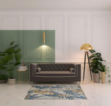 4' X 6' Gray Blue And Gold Wool Abstract Hand Tufted Area Rug