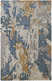 4' X 6' Gray Blue And Gold Wool Abstract Hand Tufted Area Rug