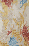 2' X 3' Ivory Yellow And Blue Wool Abstract Tufted Handmade Stain Resistant Area Rug