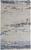 4' X 6' Blue Gray And Ivory Wool Abstract Tufted Handmade Stain Resistant Area Rug