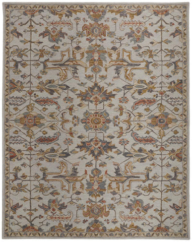 2' X 3' Gray And Gold Wool Floral Tufted Handmade Stain Resistant Area Rug