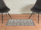 2' X 3' Ivory And Gray Wool Floral Tufted Handmade Stain Resistant Area Rug