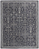 2' X 3' Blue Gray And Charcoal Wool Floral Hand Tufted Area Rug