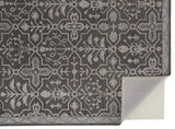 4' X 6' Blue Gray And Charcoal Wool Floral Hand Tufted Area Rug
