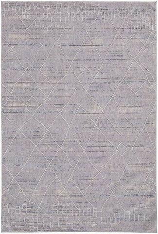 5' X 8' Gray Striped Power Loom Distressed Area Rug