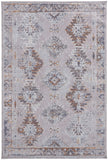 5' X 8' Blue and Gray Geometric Power Loom Distressed Area Rug