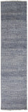 10' Blue And Gray Wool Striped Hand Knotted Runner Rug