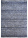 2' X 3' Blue and Gray Wool Striped Hand Knotted Area Rug