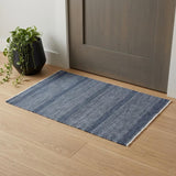 2' X 3' Blue and Gray Wool Striped Hand Knotted Area Rug