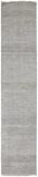 10' Silver Wool Striped Hand Knotted Runner Rug