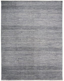 2' X 3' Blue And Silver Wool Striped Hand Knotted Area Rug