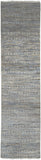12' Silver Wool Striped Hand Knotted Runner Rug
