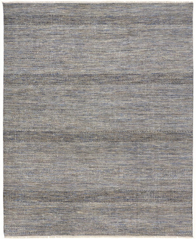 2' X 3' Silver And Brown Wool Striped Hand Knotted Area Rug