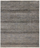 2' X 3' Gray Ivory And Brown Wool Striped Hand Knotted Area Rug