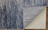 4' X 6' Blue and Ivory Striped Power Loom Distressed Non Skid Area Rug