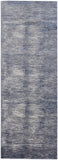 8' Blue Ivory And Gray Striped Distressed Runner Rug