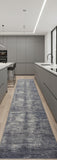 8' Blue Ivory And Gray Striped Distressed Runner Rug