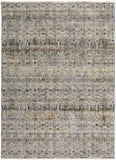 2' X 3' Gray Ivory And Blue Abstract Distressed Area Rug With Fringe