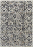 5' X 8' Gray and Ivory Abstract Power Loom Distressed Non Skid Area Rug With Fringe