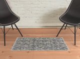 2' X 3' Ivory Gray And Taupe Abstract Power Loom Distressed Area Rug With Fringe