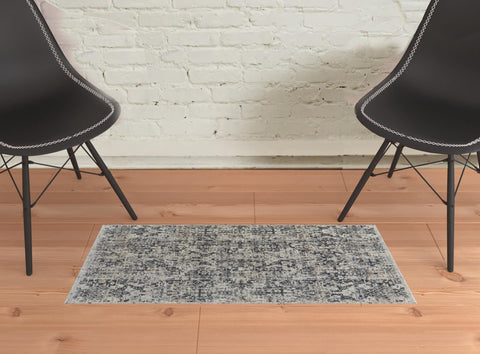 2' X 3' Ivory Gray And Taupe Abstract Power Loom Distressed Area Rug With Fringe