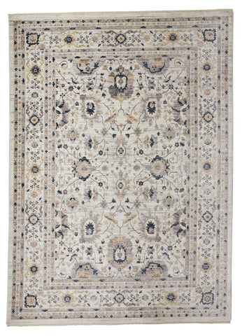 2' X 3' Tan Ivory And Blue Floral Stain Resistant Area Rug