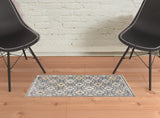 2' X 3' Blue And Gold Floral Stain Resistant Area Rug