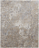 2' X 3' Tan Ivory And Blue Geometric Distressed Area Rug