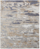 2' X 3' Tan Ivory And Blue Abstract Distressed Area Rug