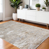 4' X 6' Ivory Gray And Tan Abstract Distressed Area Rug