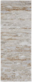 8' Ivory Gray And Tan Abstract Distressed Runner Rug