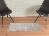 2' X 3' Ivory Gray And Tan Abstract Distressed Area Rug