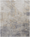 4' X 6' Ivory Gray And Tan Abstract Distressed Area Rug