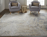 2' X 3' Ivory Gray And Tan Abstract Distressed Area Rug