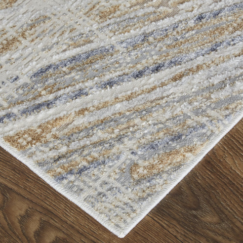 2' X 3' Ivory Gray And Tan Abstract Distressed Area Rug